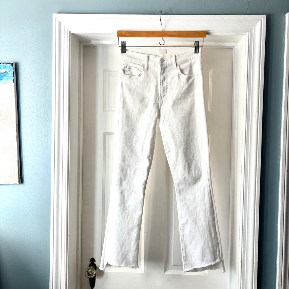 MOTHER The Insider Crop Step Fray White Jeans In Fairest Of Them All Size 24 - Picture 2 of 16